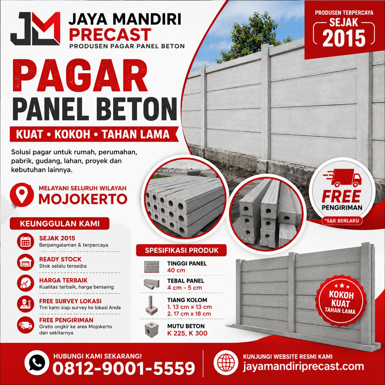pagar beton mojokerto, pagar panel beton mojokerto