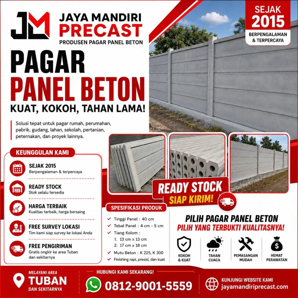 pagar panel beton tuban, pagar beton precast tuban,