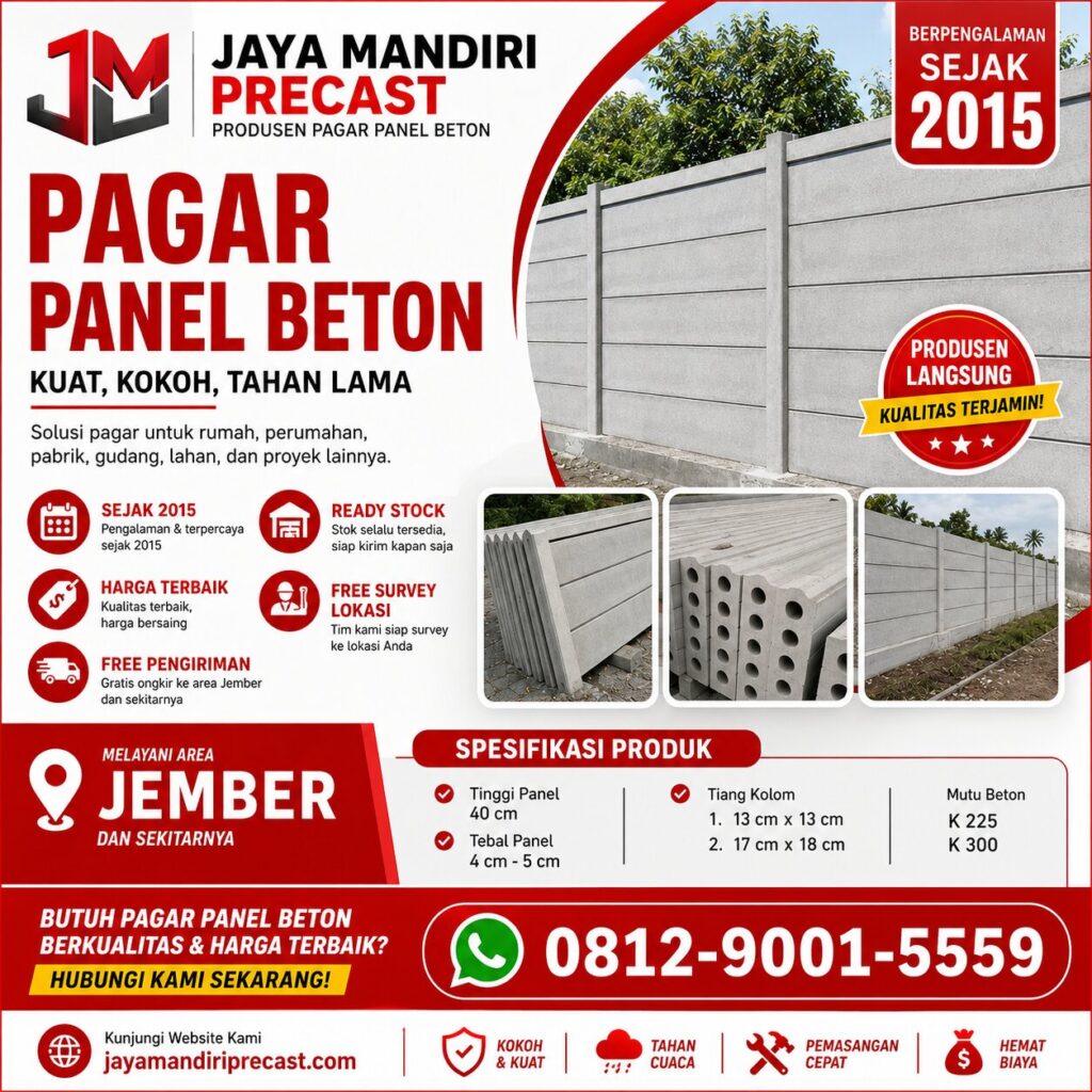 pagar panel beton jember, pagar beton precast jember,