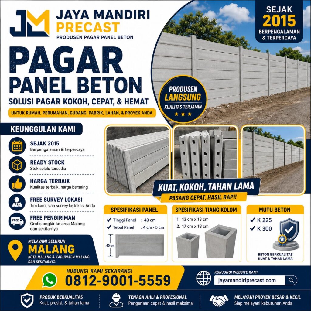 pagar panel beton Malang, pagar beton precast malang, 0912-9001-5559, jm precast.