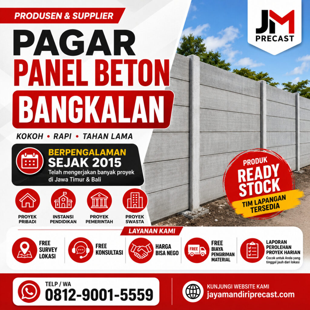pagar panel beton bangkalan, pagar panel beton terdekat, jm precast