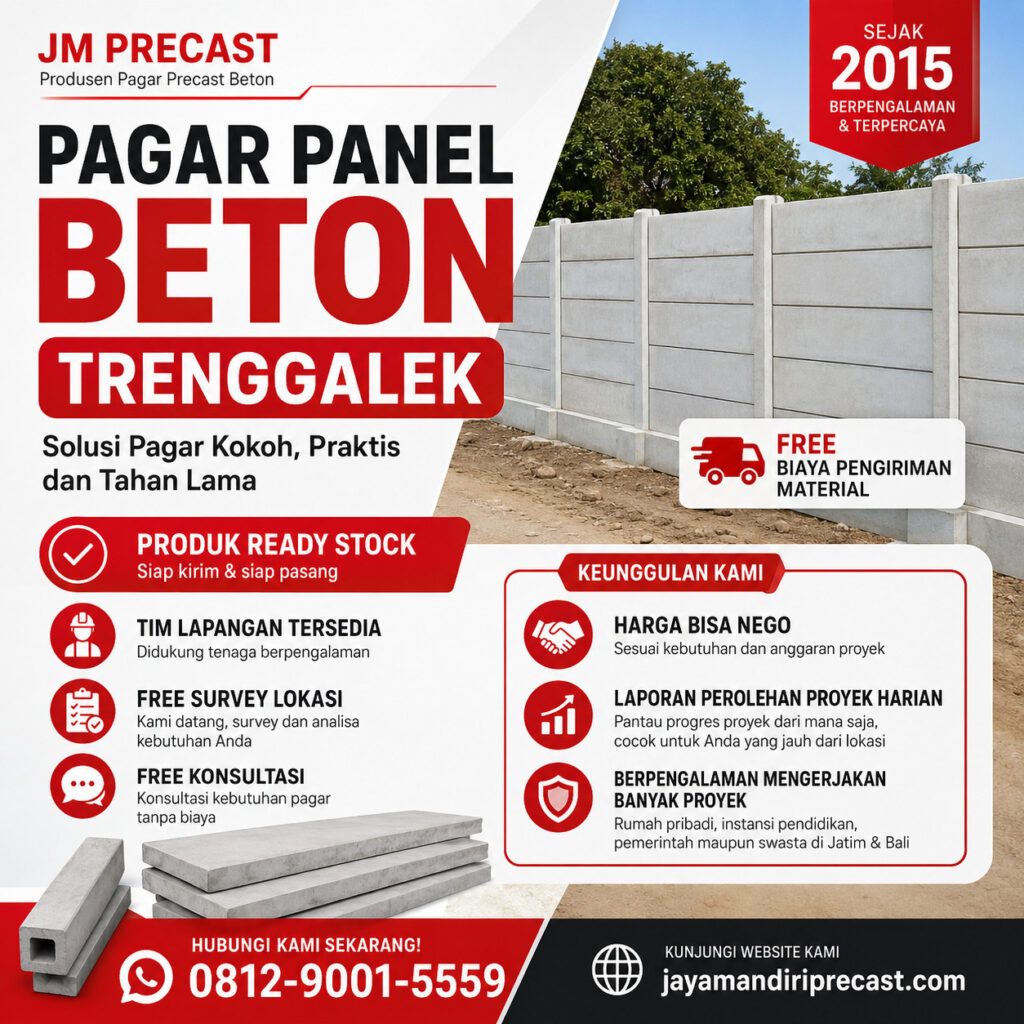 pagar panel beton trenggalek, pagar panel beton terdekat di trenggalek, jm precast,